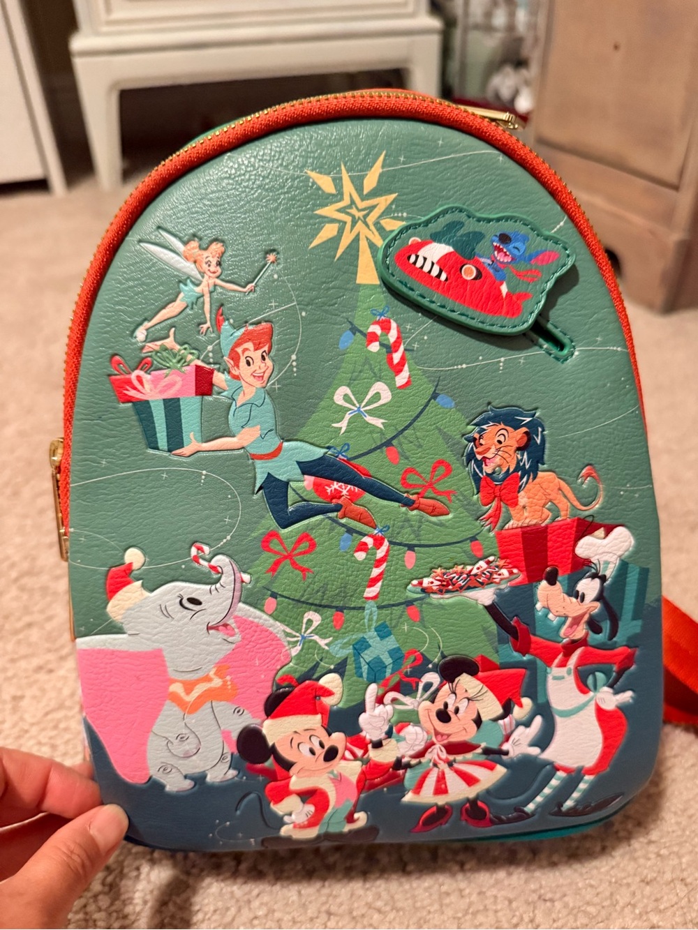 Disney Holiday Christmas Characters Loungefly Mini Backpack - Teal & Red